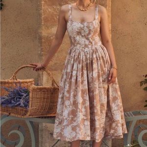 Loveshackfancy Majory Midi Dress in Espresso Foam